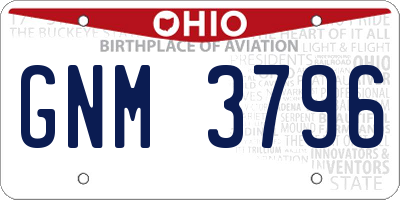 OH license plate GNM3796