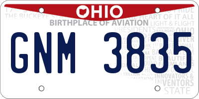 OH license plate GNM3835
