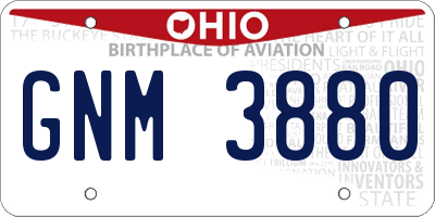 OH license plate GNM3880