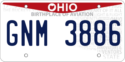 OH license plate GNM3886
