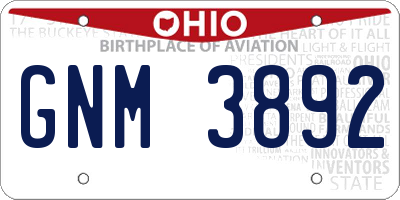 OH license plate GNM3892