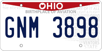 OH license plate GNM3898