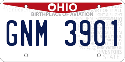OH license plate GNM3901