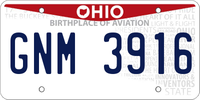 OH license plate GNM3916