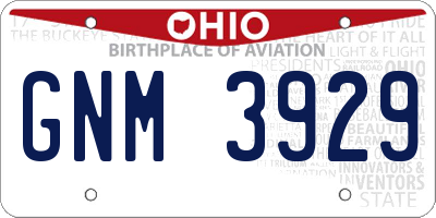 OH license plate GNM3929
