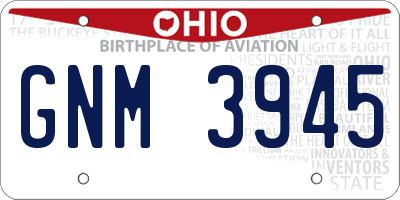 OH license plate GNM3945