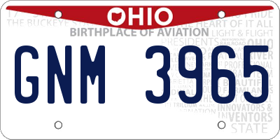 OH license plate GNM3965