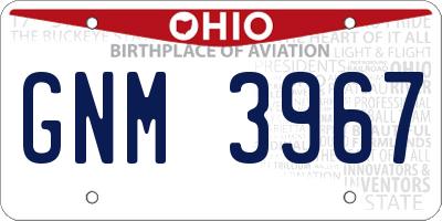 OH license plate GNM3967