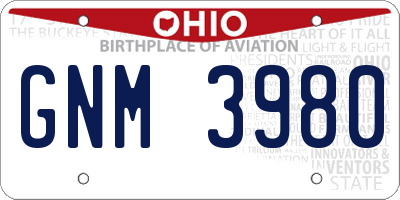 OH license plate GNM3980