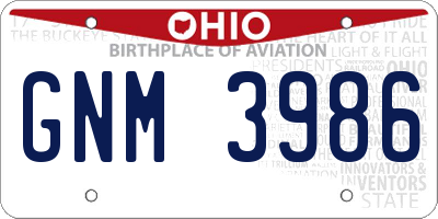 OH license plate GNM3986