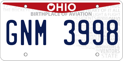 OH license plate GNM3998