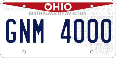 OH license plate GNM4000