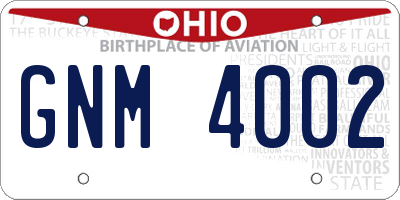 OH license plate GNM4002