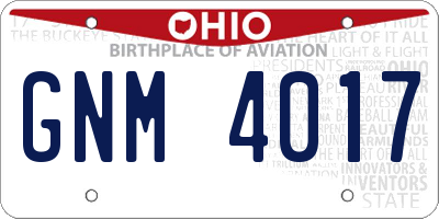 OH license plate GNM4017