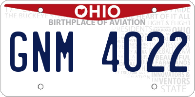 OH license plate GNM4022