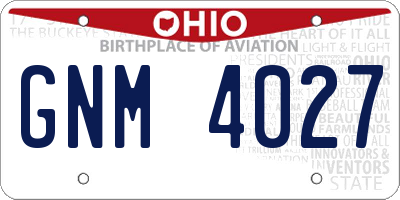 OH license plate GNM4027