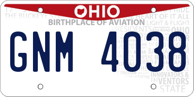 OH license plate GNM4038