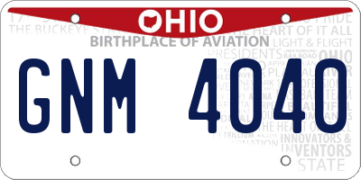 OH license plate GNM4040