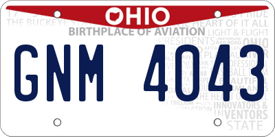 OH license plate GNM4043