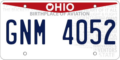 OH license plate GNM4052