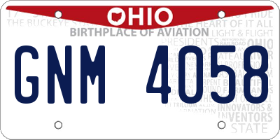 OH license plate GNM4058
