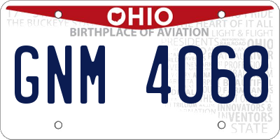OH license plate GNM4068