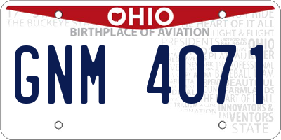 OH license plate GNM4071