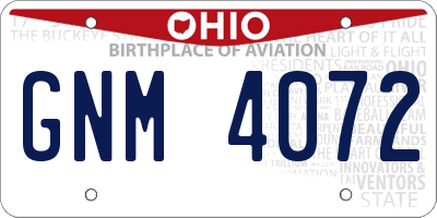 OH license plate GNM4072
