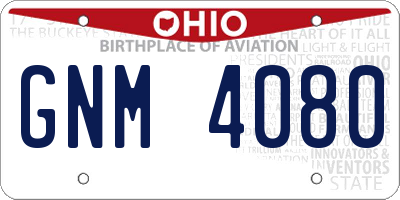 OH license plate GNM4080