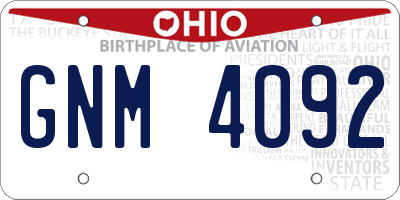 OH license plate GNM4092