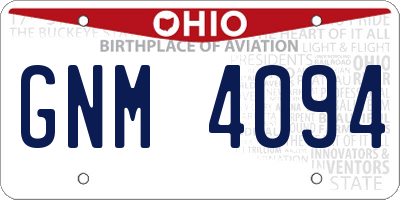 OH license plate GNM4094
