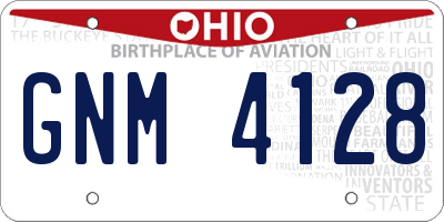 OH license plate GNM4128