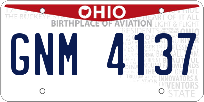 OH license plate GNM4137