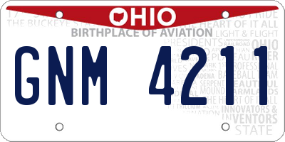 OH license plate GNM4211