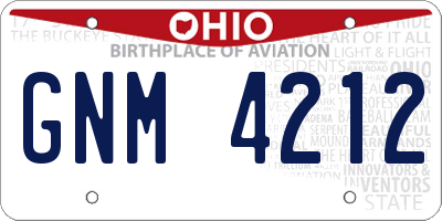 OH license plate GNM4212
