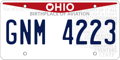 OH license plate GNM4223