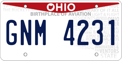 OH license plate GNM4231