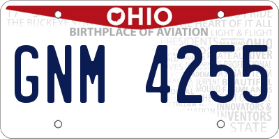 OH license plate GNM4255