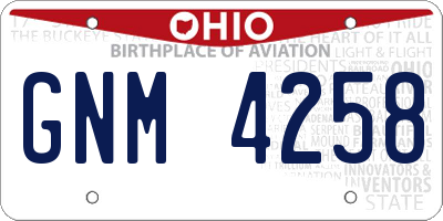 OH license plate GNM4258