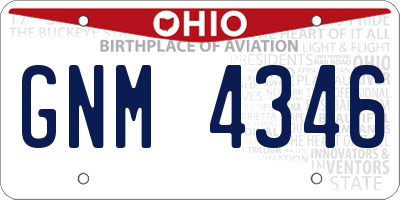 OH license plate GNM4346