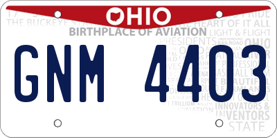 OH license plate GNM4403