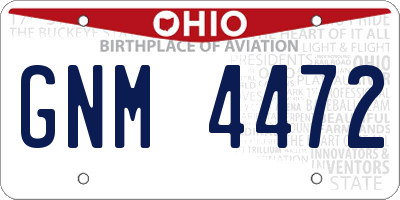 OH license plate GNM4472