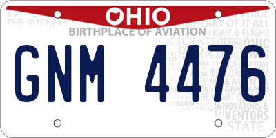 OH license plate GNM4476