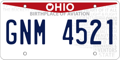 OH license plate GNM4521