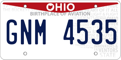 OH license plate GNM4535