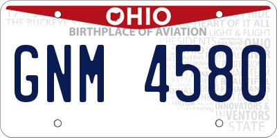 OH license plate GNM4580