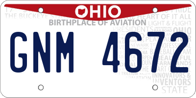 OH license plate GNM4672