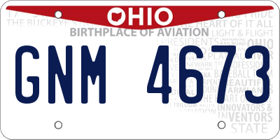 OH license plate GNM4673