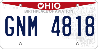 OH license plate GNM4818