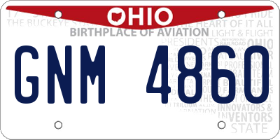 OH license plate GNM4860